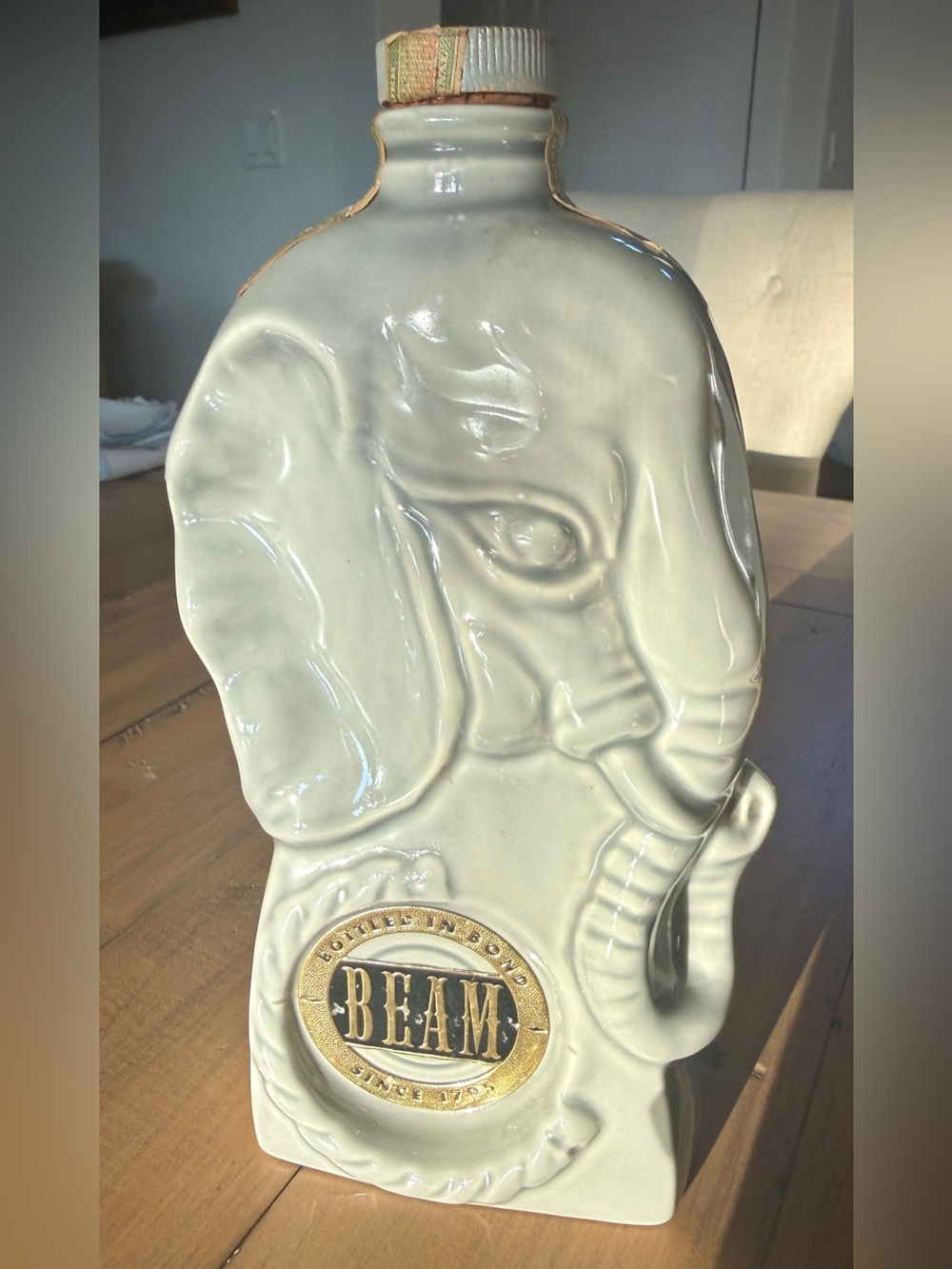 Vintage 1956 Jim Beam Elephant Decanter Original Tax Stamp